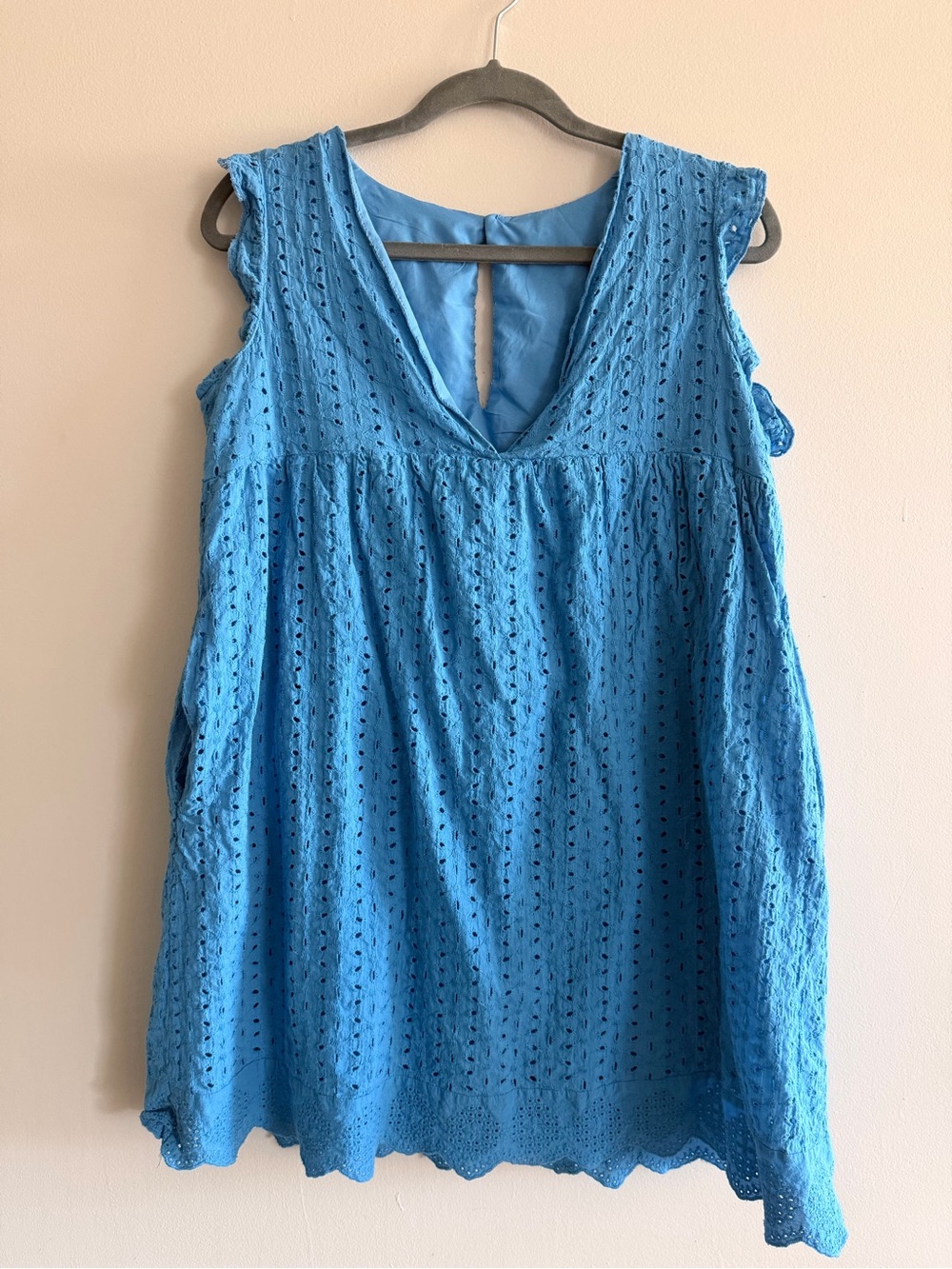 Blue Eyelet Swim Cover-Up Dress